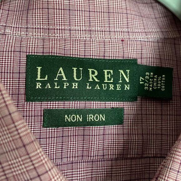 Ralph Lauren Dress Shirt Mens 17 32/33 Button Up Non Iron Plaid Preppy LS LRL - Picture 3 of 11